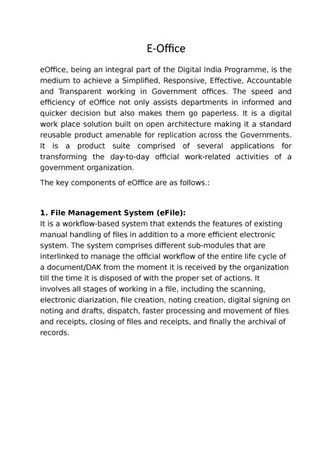 Project work jnpa - E-Office eOffice, being an integral part of the ...