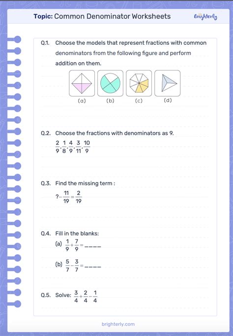 Image result for Common Fractions Worksheets