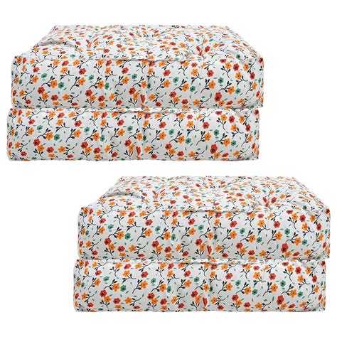 Kuber Industries Pack of 4 Floral Printed Microfiber Square Chair Pad ...