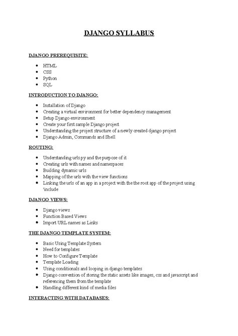 Django Syllabus Overview - CSE Course Details and Prerequisites - Studocu