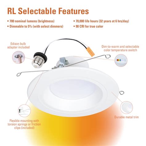 HALO Retrofit Matte White 5-in or 6-in 700-Lumen Switchable Round ...