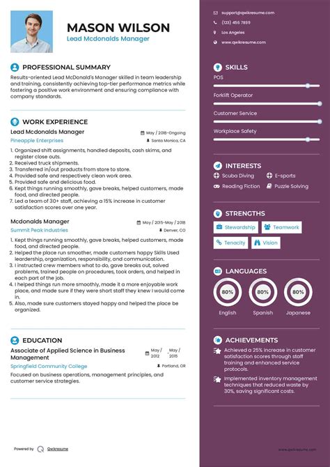 10+ Mcdonalds Manager Resume Samples & Templates for 2025