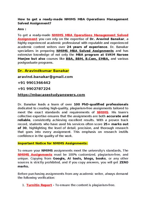 How to get a ready-made Nmims MBA Operations Management Solved ...