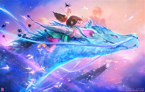 Chihiro and Haku - Spirited Away HD Wallpaper by Ross Tran