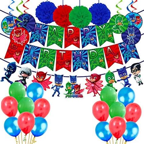 Party Propz Latex Decoration Pj Mask Combo (Multicolour) - Pack of 39 ...
