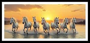 BraveHeart Seven Horse Canvas Painting/Seven Lucky Running Vastu Horses ...