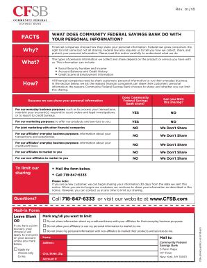 Community Federal Savings Bank Privacy Policy - Blank Fillable Template ...