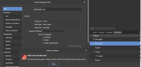 Image result for Affinity Publisher Text Styles