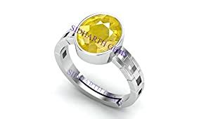 JEMSKART 12.25 Ratti 11.25 Carat Yellow Sapphire Stone Silver ...