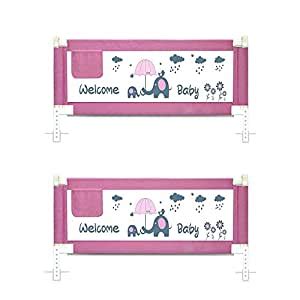Buy Syga Elephant Pattern Bed Rail Guard (88 cm, Tall, Pink, Set of 2 ...