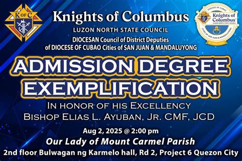 Admission (1st) Degree Exemplification, OLMCP - Our Lady of Mt. Carmel ...