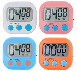 RUNLIT 4 Pack Digital Kitchen Timer,Big Disply Screen,Loud Alarm,Strong ...