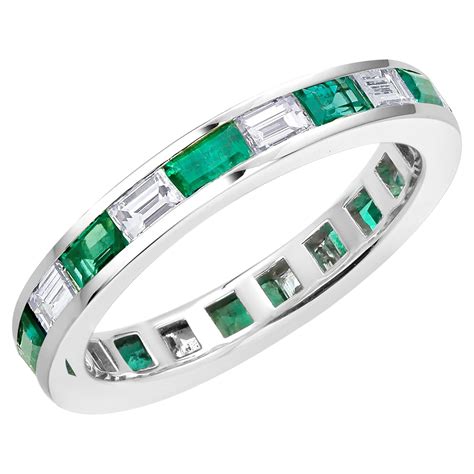 Nally Emerald Shape Diamond Platinum Anniversary Band Ring For Sale at ...