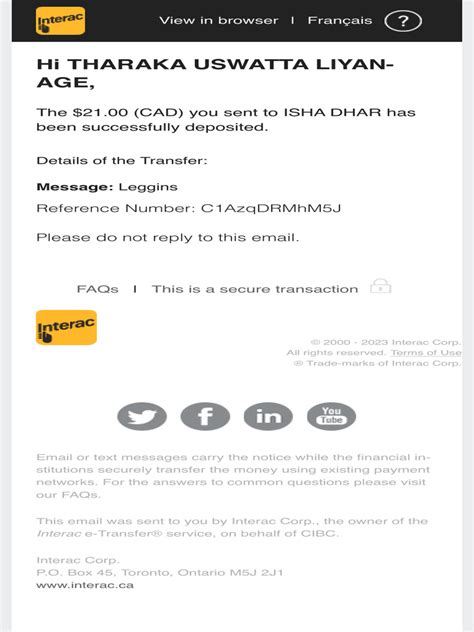 Image result for Receiving Interac e-Transfer Message Box