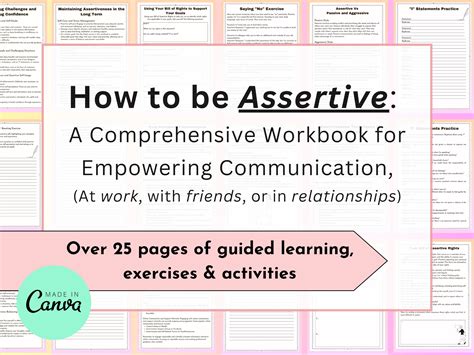 Assertiveness Workbook | Effective Communication, Confidence Building (printable PDF) - Etsy