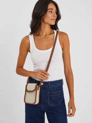 Buy Accessorize London Women Off White Natural Woven Canvas Sling Bag ...
