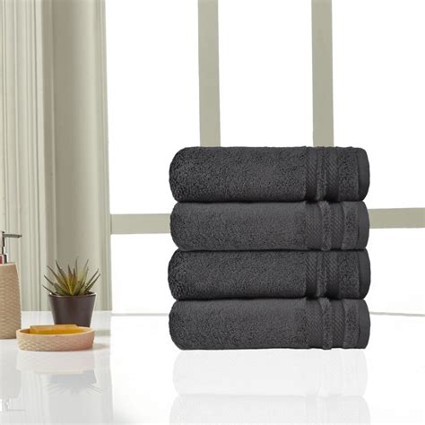 Buy 100 % Cotton, 625 GSM 4 Pieces Hand Towels - Charcoal – myTrident India