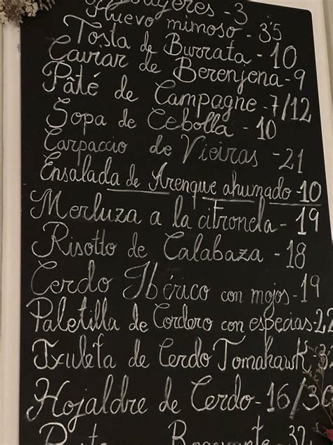 Menu at El Bistro Ondarreta restaurant, San Sebastián