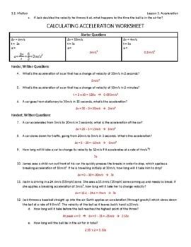 Image result for Calculating Acceleration Worksheet