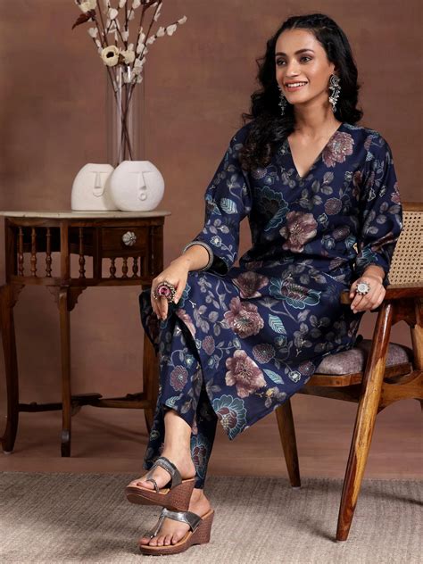 Buy Blue Printed Silk Blend Co-Ords Online at Rs.1199 | Libas