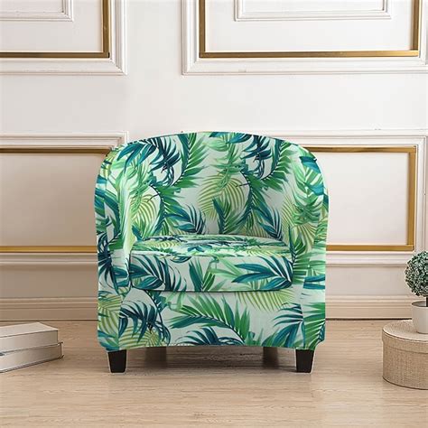 Club Chair Cover, Striped, Plants, or Geometric Printed Polyester ...