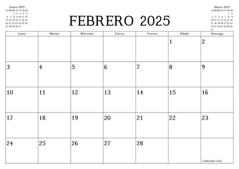 Calendarios y planificadores imprimibles para el mes Febrero 2025 A4, A3 a … | Plantilla de ...