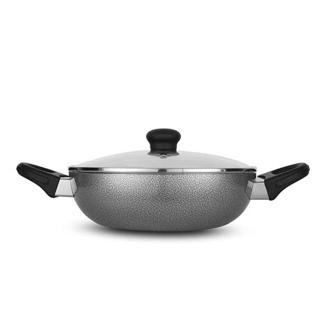 Buy Fackelmann Granite Non- Stick Kadai with Lid, 24 cm, Grey Colour ...