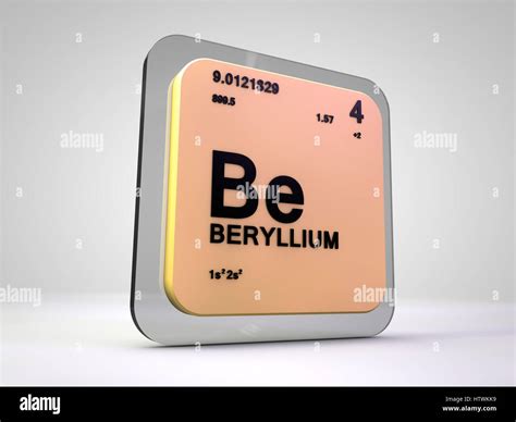 Beryllium - Be - chemical element periodic table 3d render Stock Photo ...