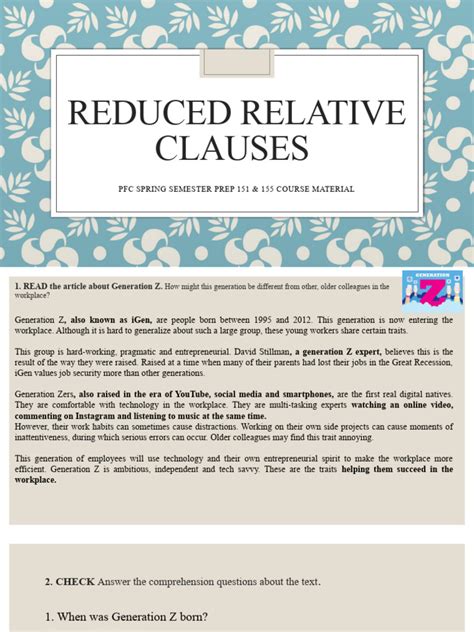 Image result for Reduced Relative Participle Clauses