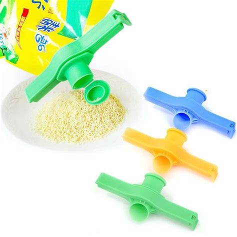Food Bag Sealing Clip with Nozzle (Pack of 5) – Reusable Plastic Snack ...