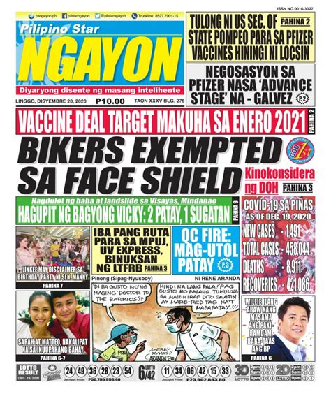 Get digital access to Pilipino Star Ngayon - December 20, 2020 issue ...