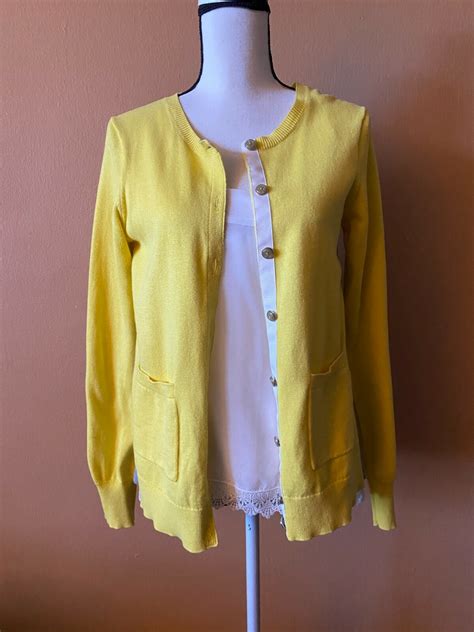 Cabi Love Carol Collection Yellow Cardigan Sweater w/… - Gem
