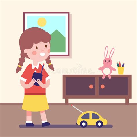 girl-playing-remote-controlled-car-rc-control-hands-modern-flat-vector ...