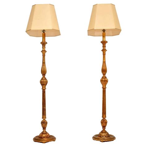 Pair of Antique Victorian Style Giltwood Floor Lamps For Sale at ...