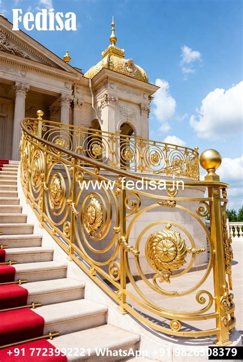 Luxury Brass Stair Railing With Designer Style Stair Grill Design - Fedisa