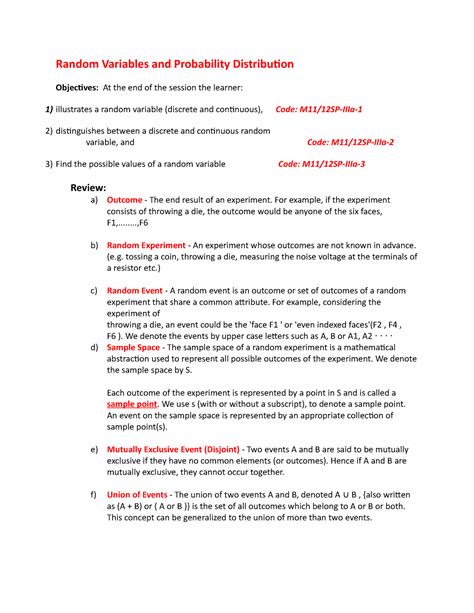 Image result for Random Variables and Their Distribution