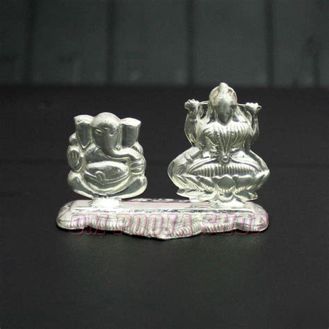 Ganesh Lakshmi Showpiece in Pure Silver | Buy online USA UK from India