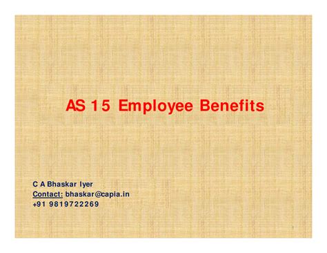 AS15-Employee-benefits - AS 1 5 Employee Benefits C A Bhaskar Iyer ...