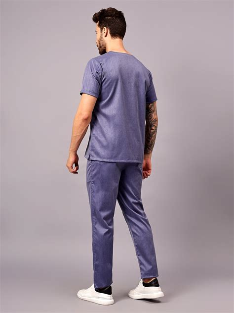 Stretchable (2Way) Male Denim Blue Texture V-Neck With Straight Pant S ...