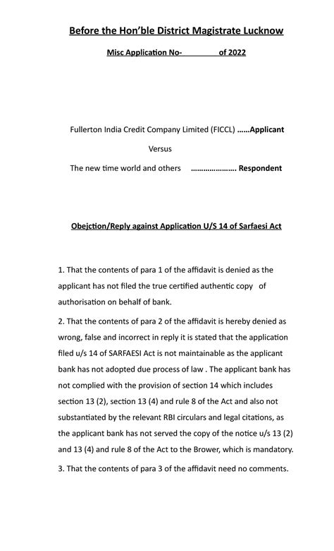 Flutron Reply - Before the Hon’ble District Magistrate Lucknow Misc ...