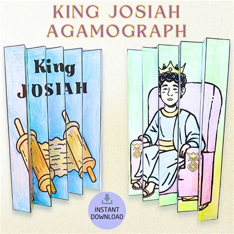 Printable King Josiah Agamograph Sunday School Craft, Bible Story ...