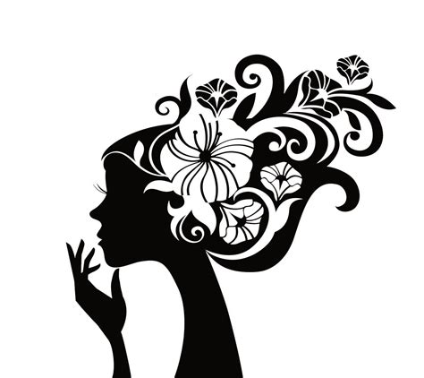 Buy Pretty Fower Girl Silhouette Wall Sticker Decal Black Vinyl Sticker ...