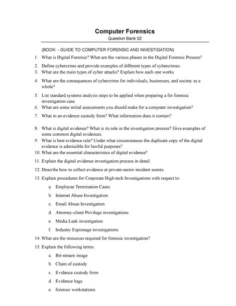 CF Question BANK 02 - Computer Forensics Question Bank 02 (BOOK ...