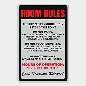 Inephos Paper Room Rules Funny Poster, Grey, 12 inch X 18 inch : Amazon ...