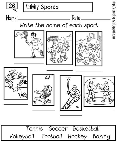 Playing Sport Worksheet for Children 的图像结果