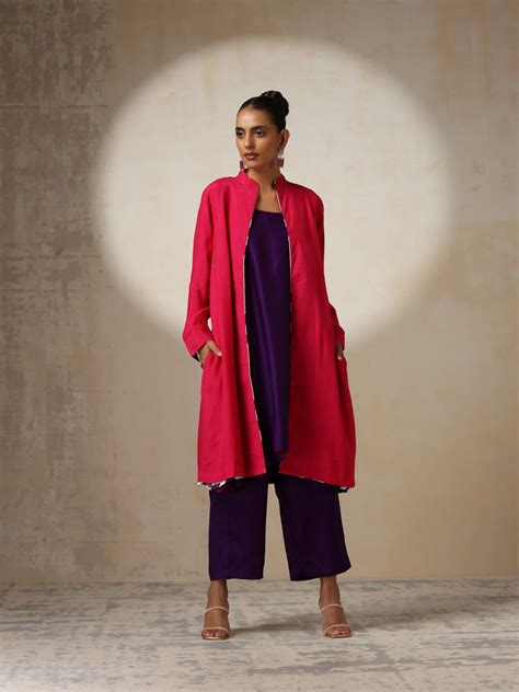 Buy Fuchsia Jacket with Surprise Chevron Satin Lining Online – Swtantra