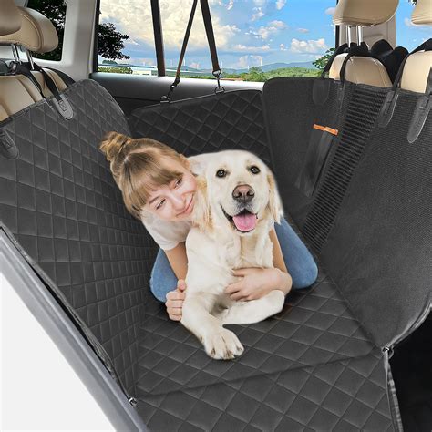 Dlownne Dog Car Seat Cover for Pets Mesh Window & Pocket Car Backseat Cover & Waterproof Scratch ...