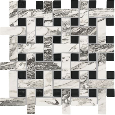 Daltile - Divinium 1 in. x 3 in. Porcelain Basketweave Mosaic - Calypso ...