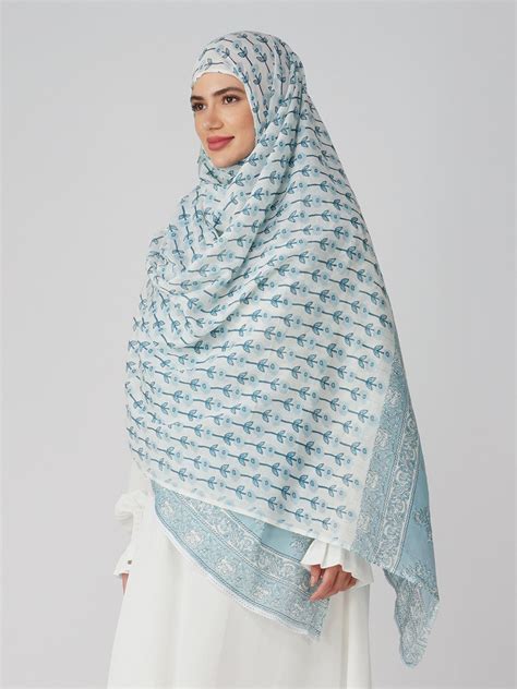 Buy Stylish Amal Blue Cotton Namaz Dupatta Online