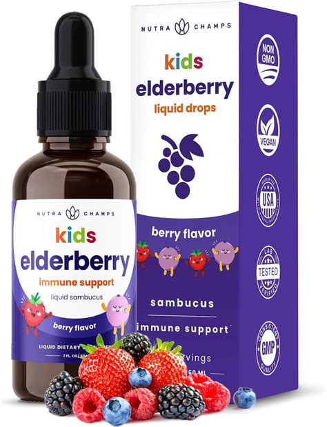 Amazon.com: NutraChamps Black Elderberry for Kids Liquid Drops, 10:1 ...